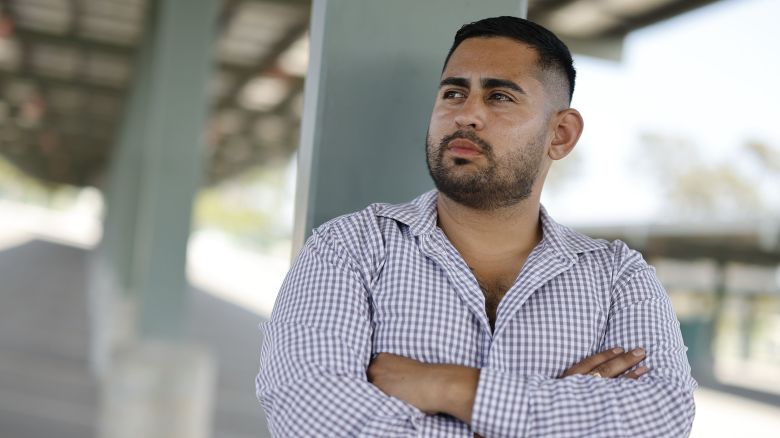 (Carlin Stiehl / Los Angeles Times via Getty Images)Los Angeles, CA - June 13: Brian Gavidia stands in a parking lot next to East Los Angeles College in Monterey Park on Friday, June 13, 2025 in Los Angeles, CA. Gavidia's business was recently hit by ICE were he said he had his arm twisted and held by an officer against a wall despite being a US citizen. (Carlin Stiehl / Los Angeles Times via Getty Images)