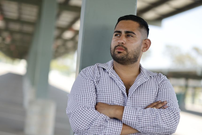 Brian Gavidia stands in a parking lot next to East Los Angeles College in Monterey Park on June 13 in Los Angeles.