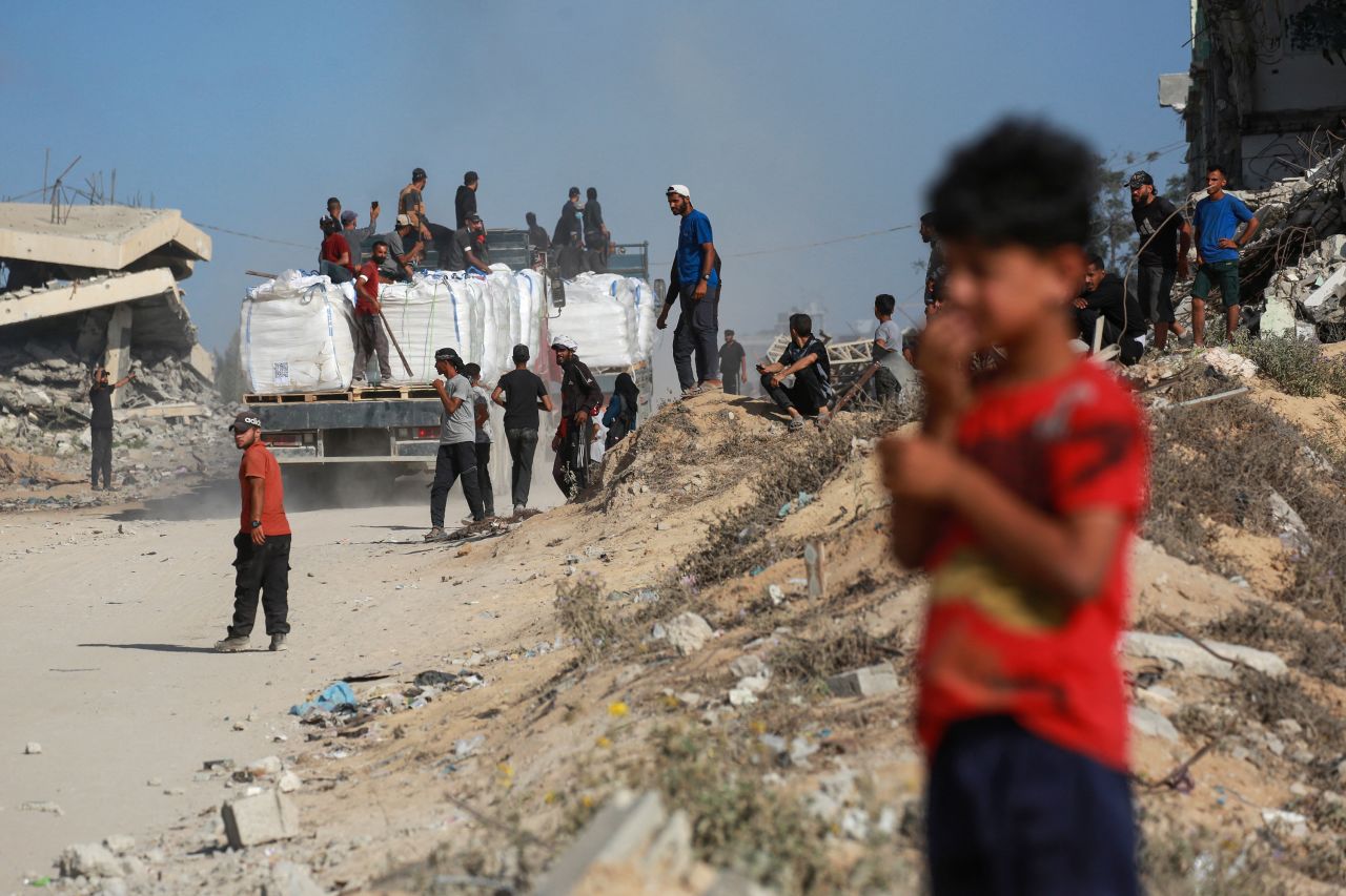 Aid trucks enter Gaza on June 25.