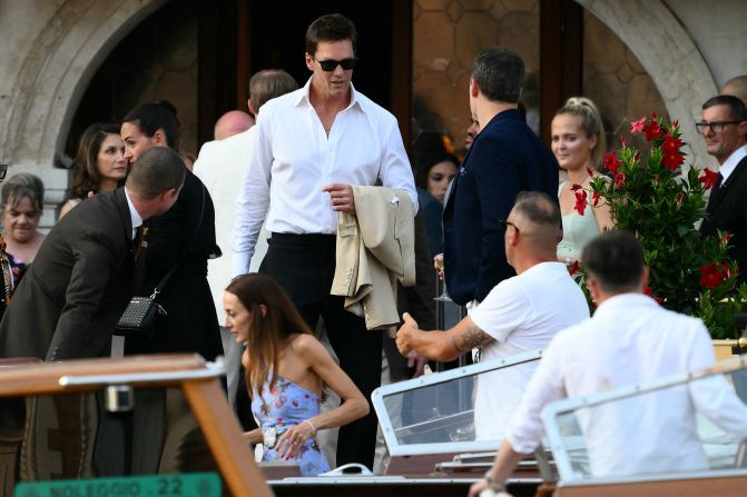 Brady leaves the Gritti Palace hotel on Thursday.