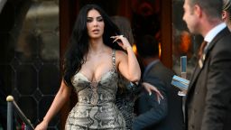 Kim Kardashian leaving the Gritti Palace Hotel in Venice on Thursday.