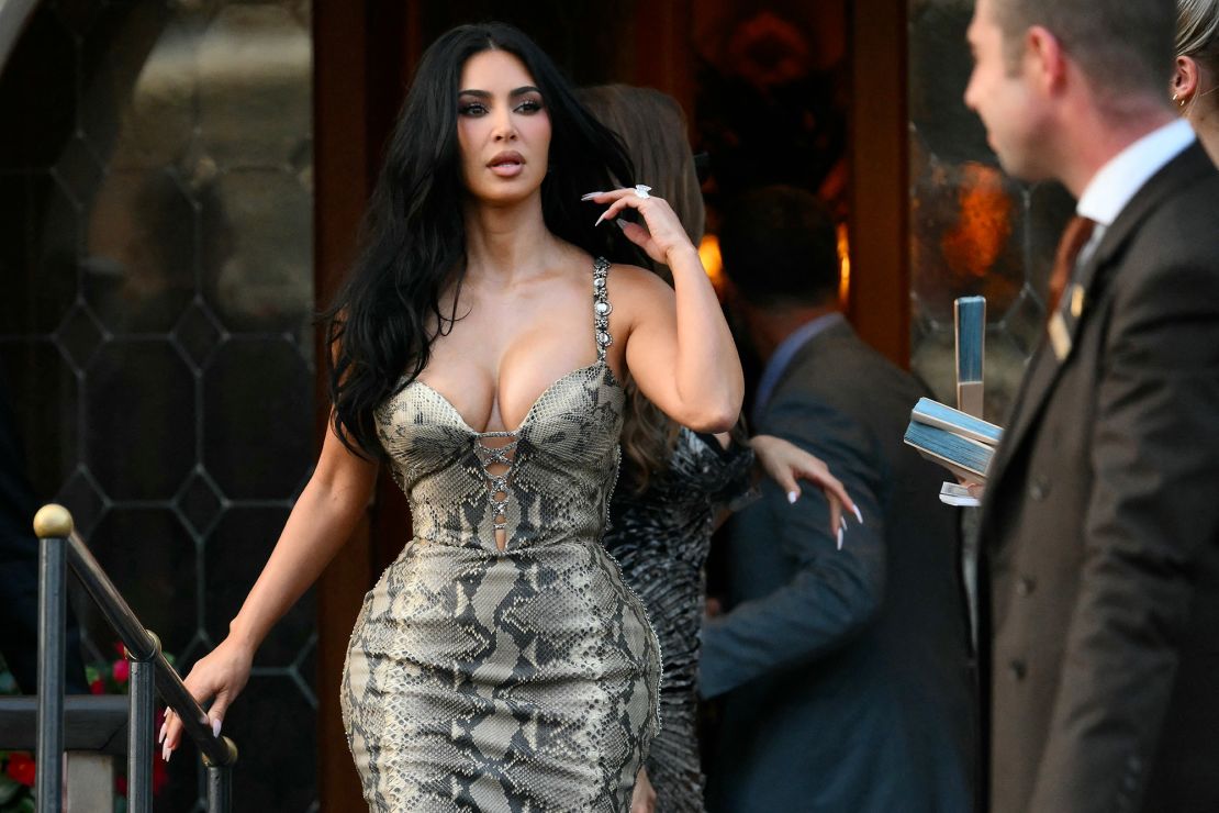Kim Kardashian leaving the Gritti Palace Hotel in Venice on Thursday.