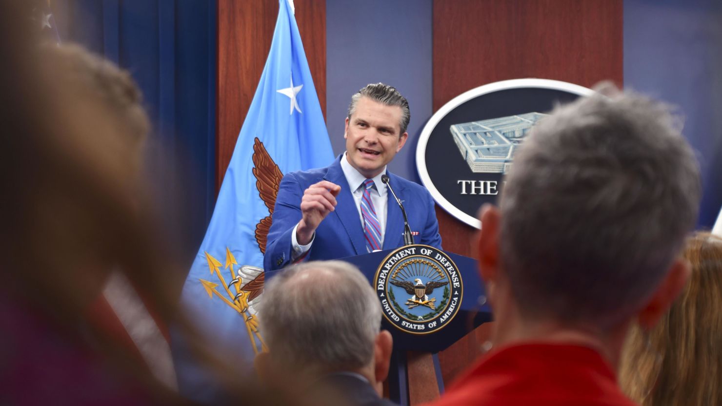 US Defense Secretary Pete Hegseth speaks during a press conference at the Pentagon near Washington on June 26, 2025.
