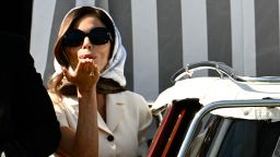 Lauren Sanchez leaveS the Aman Hotel on her wedding day with Amazon's founder Jeff Bezos and, in Venice on June 27, 2026.  (Photo by Stefano Rellandini / AFP) (Photo by STEFANO RELLANDINI/AFP via Getty Images)          