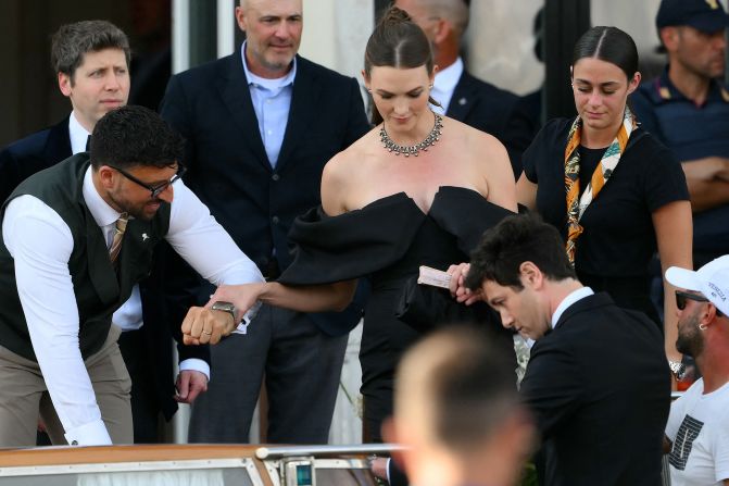Karlie Kloss leaves for the wedding ceremony on Friday.