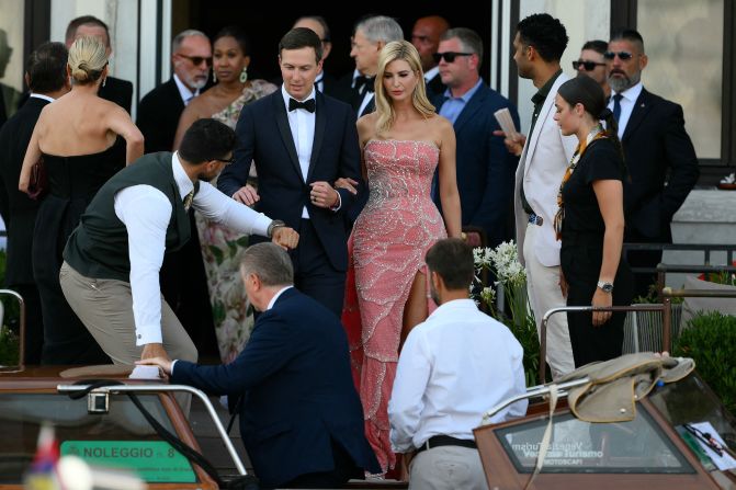 Jared Kushner and Ivanka Trump leave the St. Regis hotel on their way to the wedding on Friday.