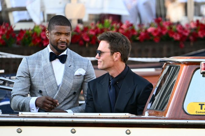 Usher and Tom Brady travel to the wedding ceremony.
