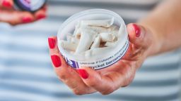 LONDON ENGLAND - JUNE 23: In this photo illustration, Nicotine Pouchs are held on June 23 2025, London, England. (Photo by Peter Dazeley/Getty Images)