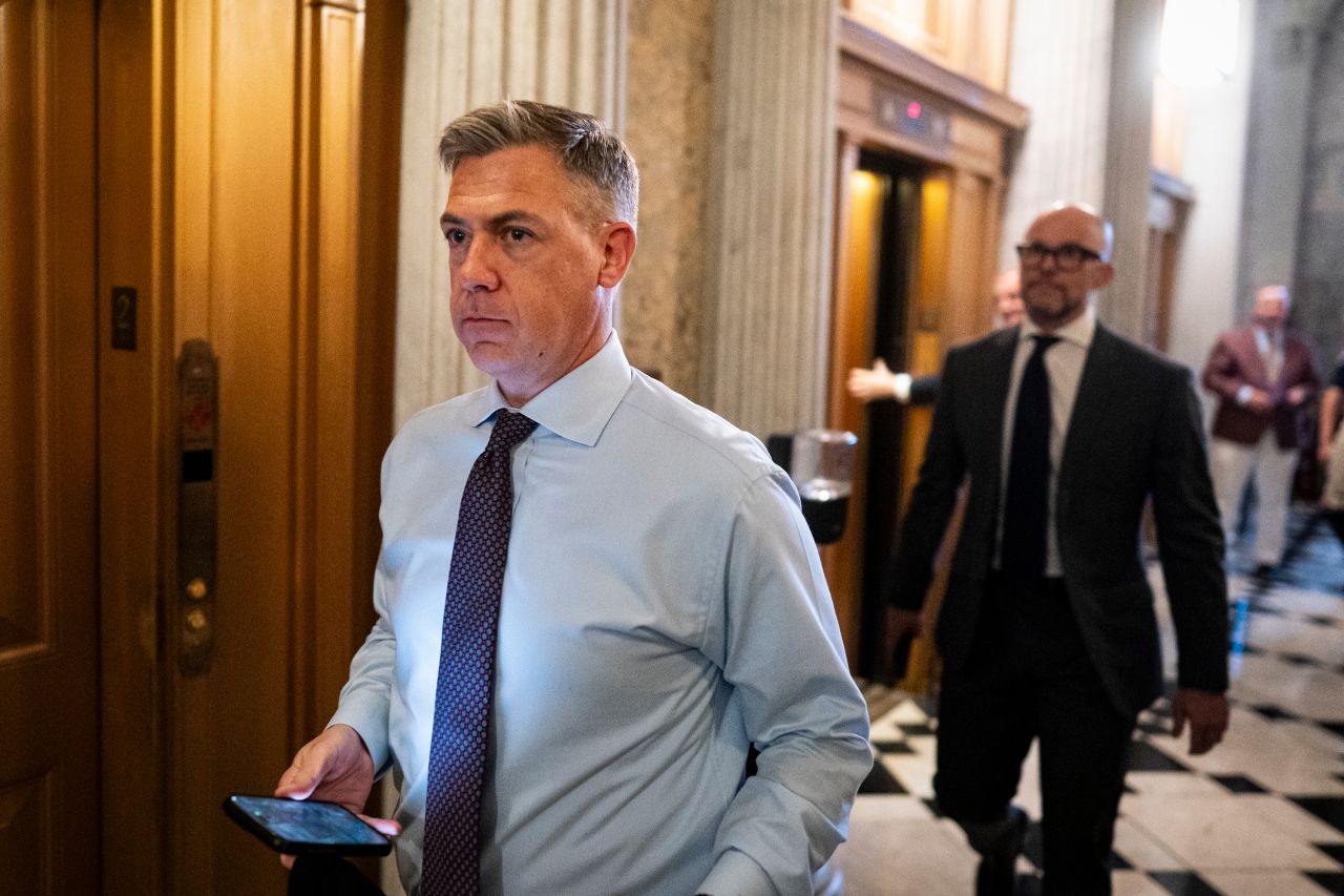 Sen. Jim Banks arrives for a vote at the SU Capitol on Friday in Washington, DC.
