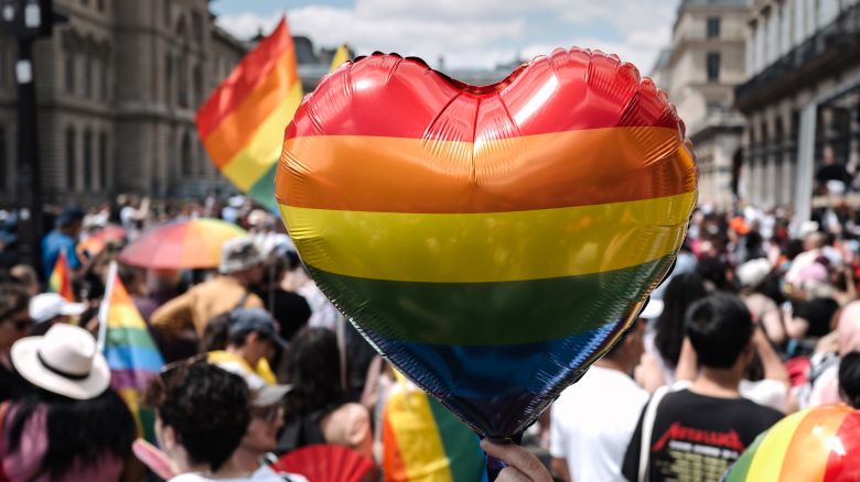 The Pride march brings together tens of thousands of people carrying rainbow flags and banners along with political and social demands in Paris, on June 28, 2025.