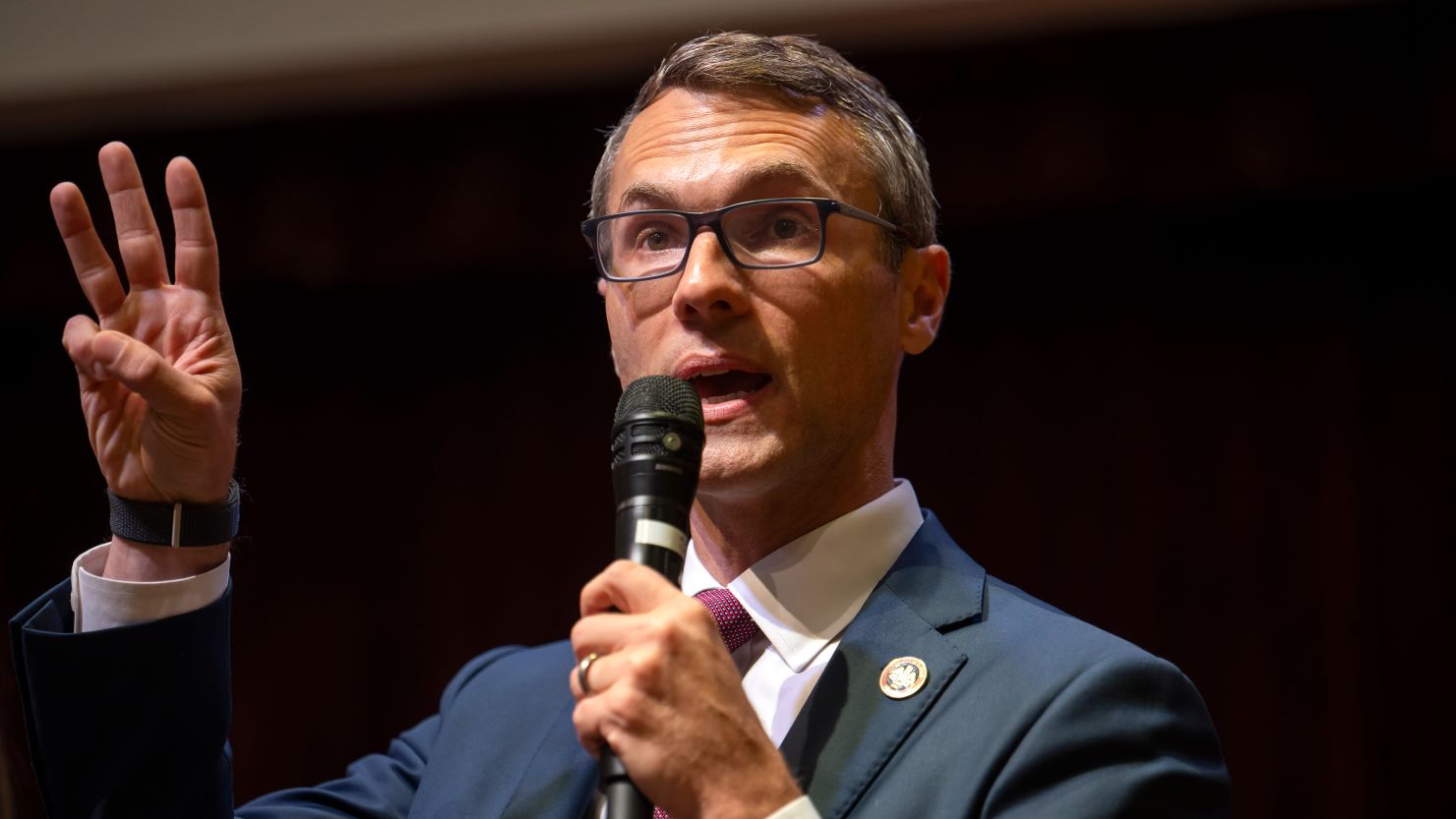 Fairfax County Supervisor and former Chief of Staff to the late U.S. Representative Gerald Connolly (D-VA) James Walkinshaw (D) speaks during the Congressional District 11 Candidates Forum at the Reston Community Center on June 24, 2025 in Reston, VA.