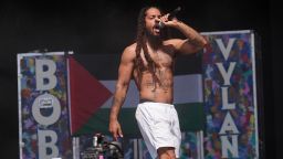 Previously unissued photo dated 28/6/2025 of Bob Vylan performing on the West Holts Stage, during the Glastonbury Festival at Worthy Farm in Somerset. Glastonbury Festival has said it is "appalled" by the statements made by Bobby Vylan, of punk duo Bob Vylan, during their set on Saturday. The performer led crowds on the festival's West Holts Stage in chants of "death, death to the IDF". Issue date: Sunday June 29, 2025. (Photo by Yui Mok/PA Images via Getty Images)