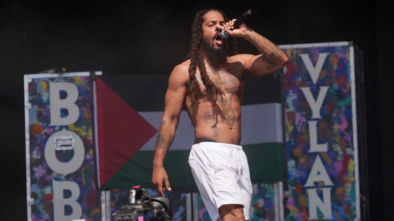 Previously unissued photo dated 28/6/2025 of Bob Vylan performing on the West Holts Stage, during the Glastonbury Festival at Worthy Farm in Somerset. Glastonbury Festival has said it is "appalled" by the statements made by Bobby Vylan, of punk duo Bob Vylan, during their set on Saturday. The performer led crowds on the festival's West Holts Stage in chants of "death, death to the IDF". Issue date: Sunday June 29, 2025. (Photo by Yui Mok/PA Images via Getty Images)