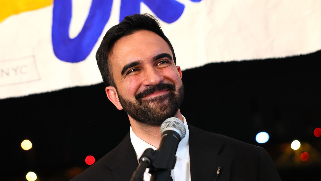Democratic mayoral candidate Zohran Mamdani speaks to supporters during an election night gathering in the Long Island City neighborhood of New York's Queens borough on June 24.