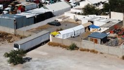 Aerial view showing a crematorium where authorities found over 380 corpses embalmed in Ciudad Juarez, Chihuahua state, Mexico, on June 29, 2025.