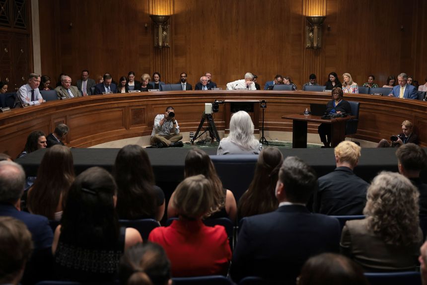 Dr. Susan Monarez testifies during her confirmation hearing before the Senate Committee on Health, Education, Labor, and Pensions in the Dirksen Senate Office Building on June 25, 2025 in Washington, DC.