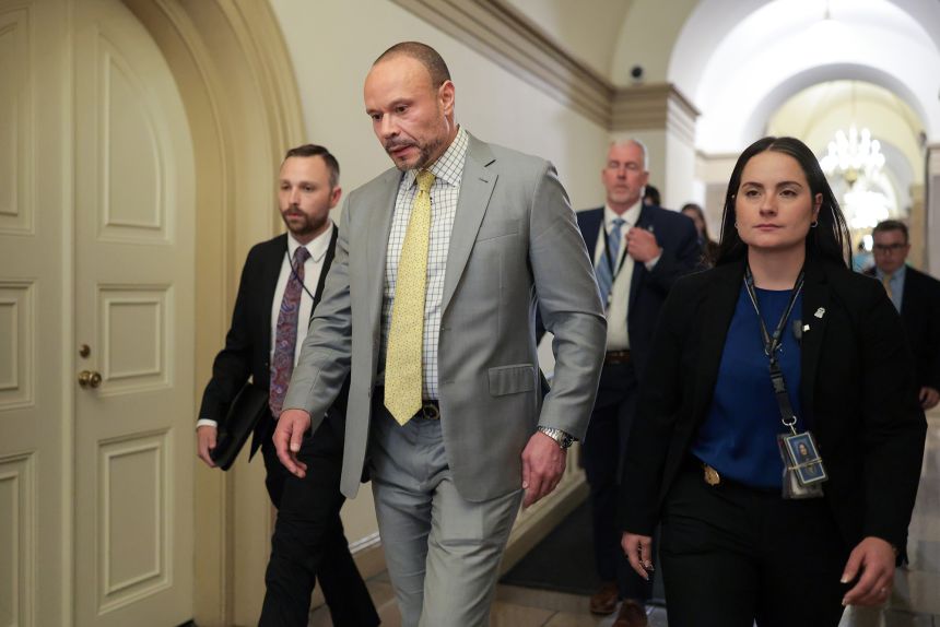 FBI Deputy Director Dan Bongino leaves after meeting with Republican lawmakers at the US Capitol on June 25.