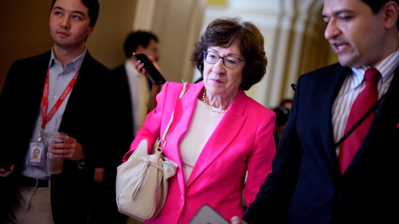 Sen. Susan Collins walks through the Capitol in Washington, DC, on June 30.