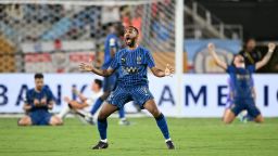 Al Hilal's Saudi midfielder #07 Khalid Al-Ghannam celebrates after winning the FIFA Club World Cup 2025 round of 16 football match between England's Manchester City and Saudi's Al-Hilal at the Camping World stadium in Orlando on June 30, 2025. (Photo by CHANDAN KHANNA / AFP) (Photo by CHANDAN KHANNA/AFP via Getty Images)          