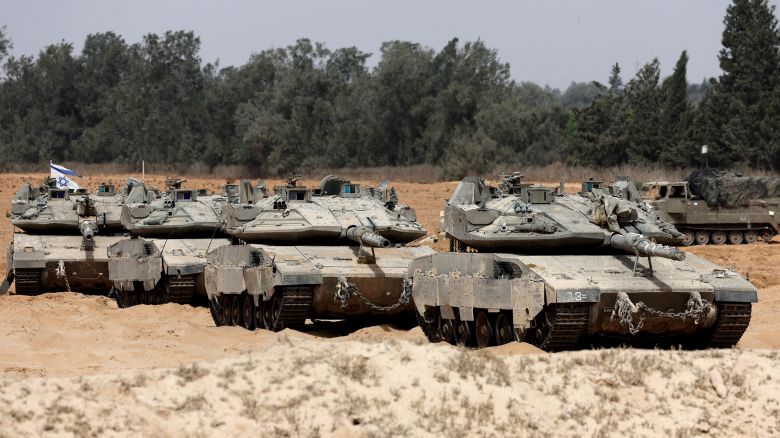 Israeli troops deploy at the border with Gaza on July 1.