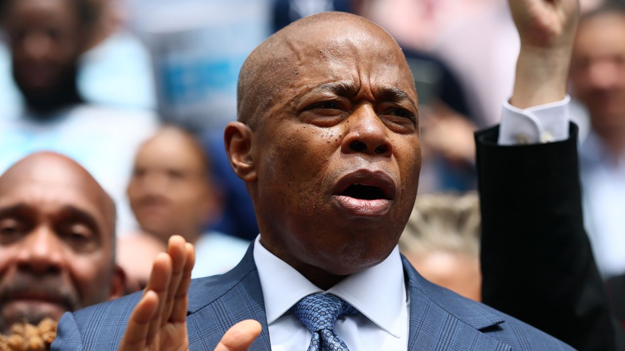 New York City Mayor Eric Adams speaks during a press conference at City Hall on June 26, 2025 in New York City.