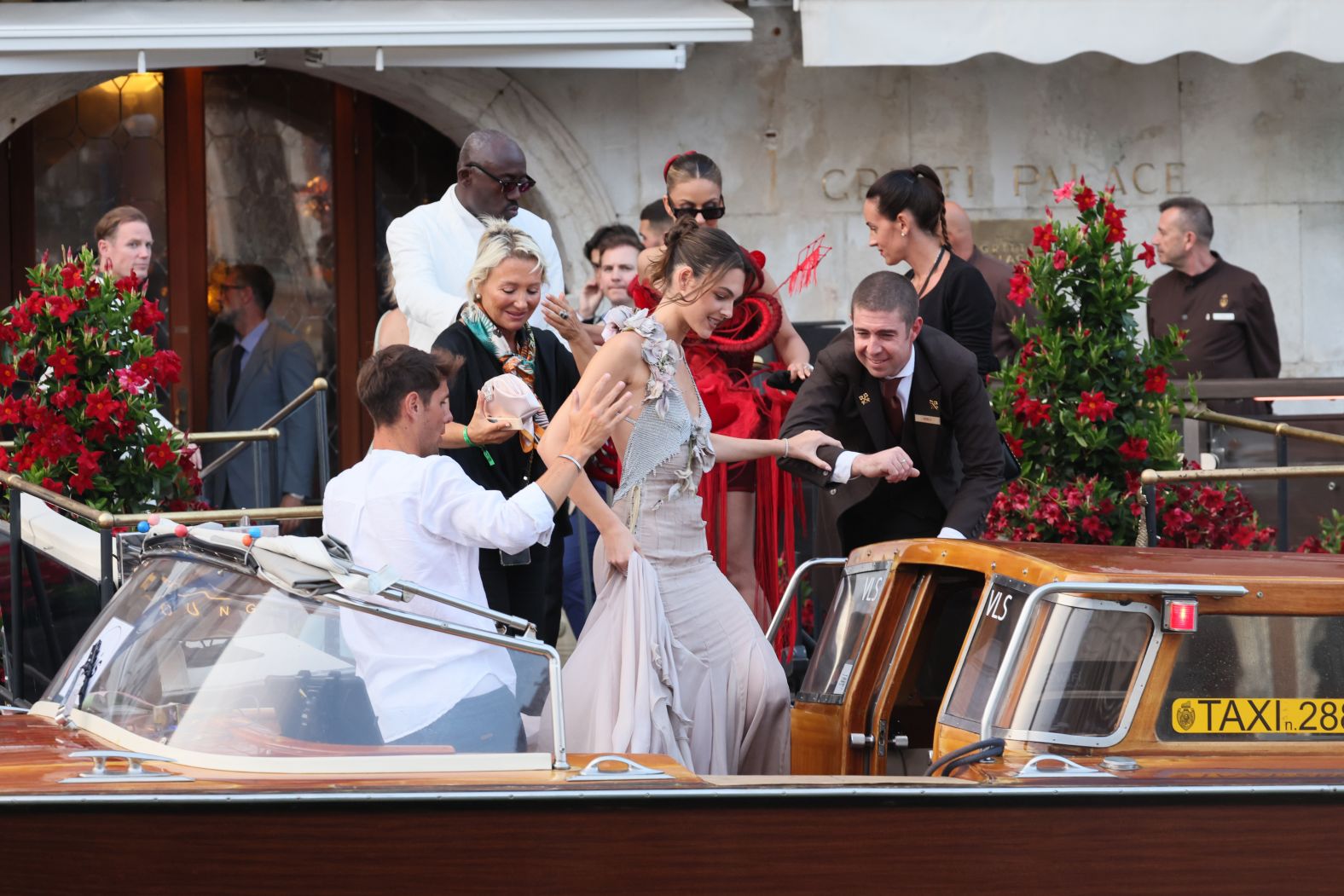 Model Vittoria Ceretti leaves the Gritti Palace hotel on Thursday.