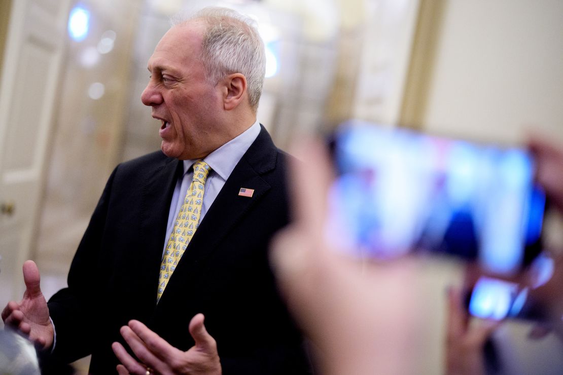 Rep. Steve Scalise speaks to reporters on Wednesday.