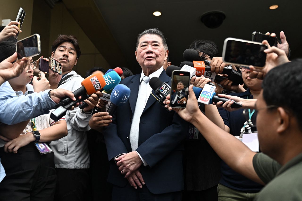 Thailand's caretaker Prime Minister Phumtham Wechayachai speaks to media after a cabinet meeting in Bangkok, Thailand on July 3.