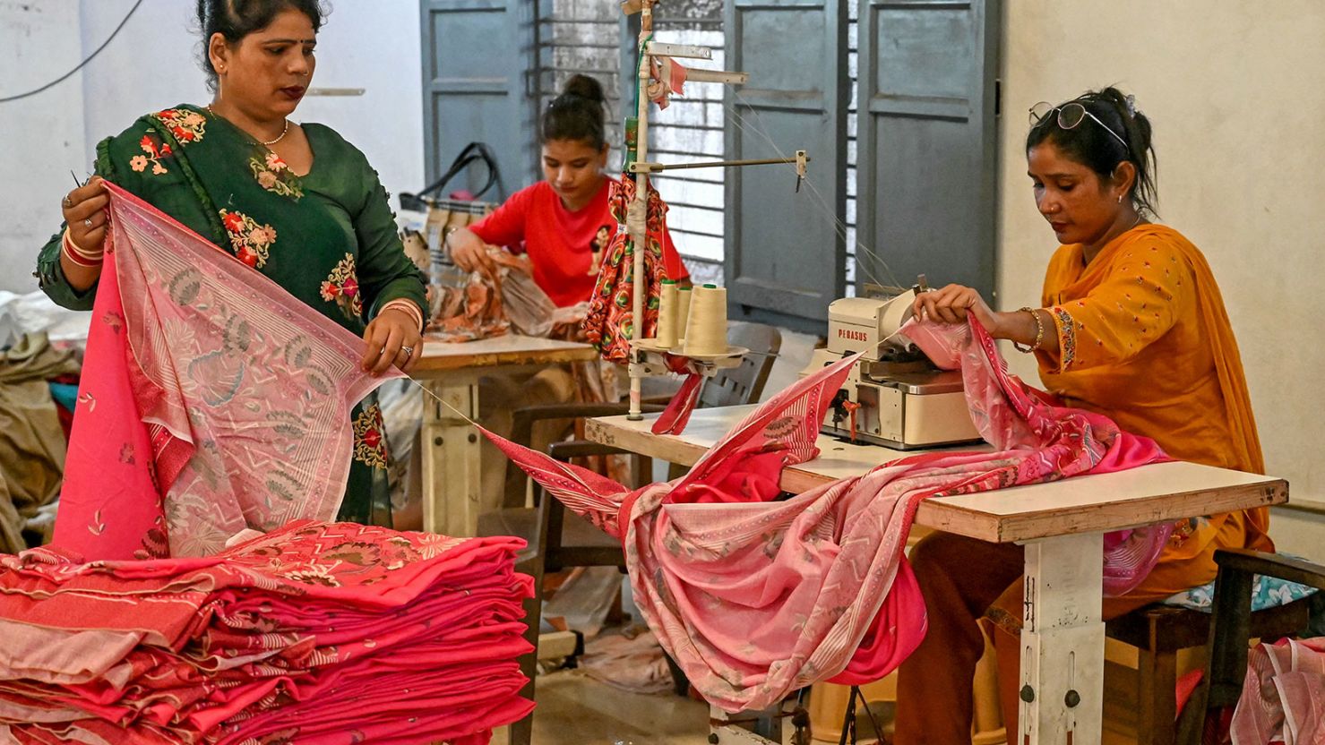 Workers at a garment factory in Amritsar, Punjab, on July 4, 2025.