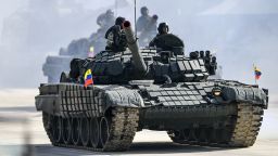 A Venezuelan Army tank of Russian origin takes part in a military parade during celebrations for  Independence Day, in Caracas, on July 5, 2025.