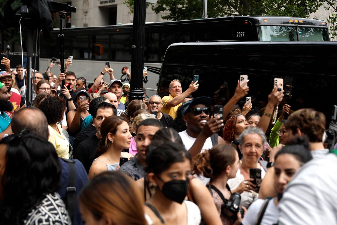 People await the verdict at the Sean Combs' sex trafficking and racketeering trial at Manhattan Federal Court on July 2.