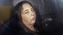 This picture taken on May 12, 2025 shows Erin Patterson arriving in the back of a prison transport vehicle at Latrobe Valley Magistrate's Court in Morwell, Australia.