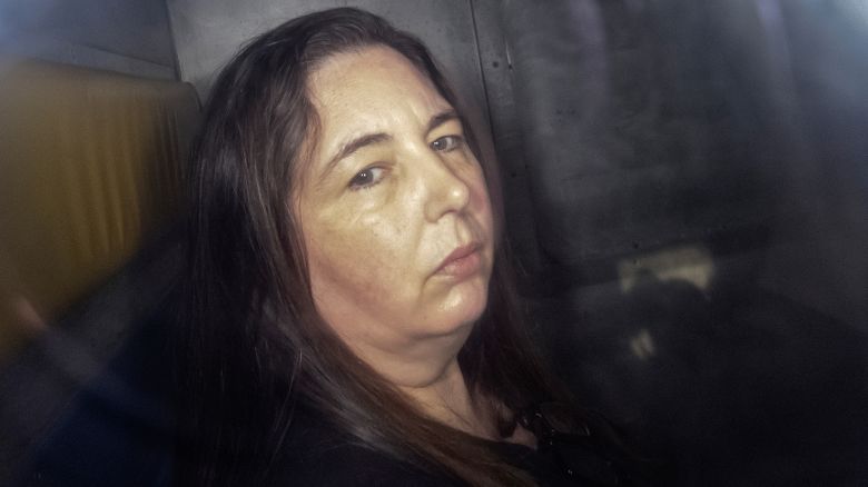 This picture taken on May 12, 2025 shows Erin Patterson arriving in the back of a prison transport vehicle at Latrobe Valley Magistrate's Court in Morwell, Australia.