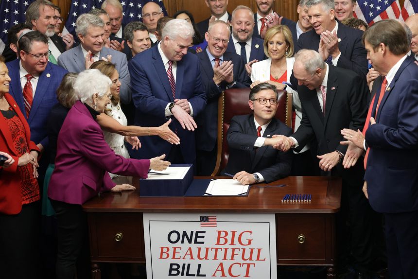 House Speaker Mike Johnson and Republicans celebrated the legislation's passage this month.