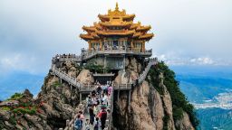 Tourists visit Laojun Mountain scenic area during summer vacation on July 2, 2025 in Luoyang, Henan Province of China.