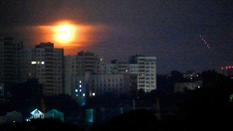 Ukrainian air defences deploy against Russian drones during a night strike in Kyiv, Ukraine on Wednesday, July 9, 2025.