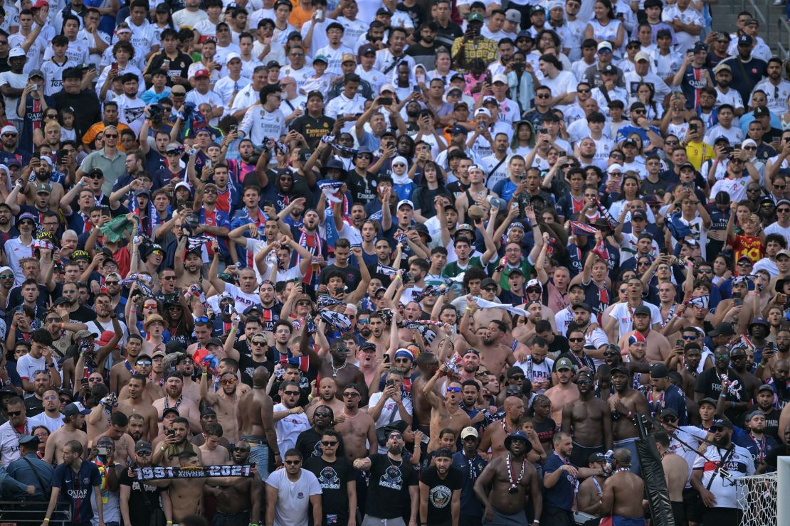 Although PSG fans were heavily outnumbered inside MetLife Stadium by their Real Madrid counterparts, Paris supporters remained vocal in their support.