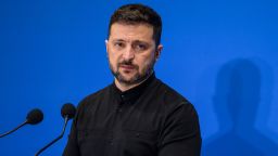 Ukrainian President Volodymyr Zelensky speaks during a press conference in Rome on July 10.