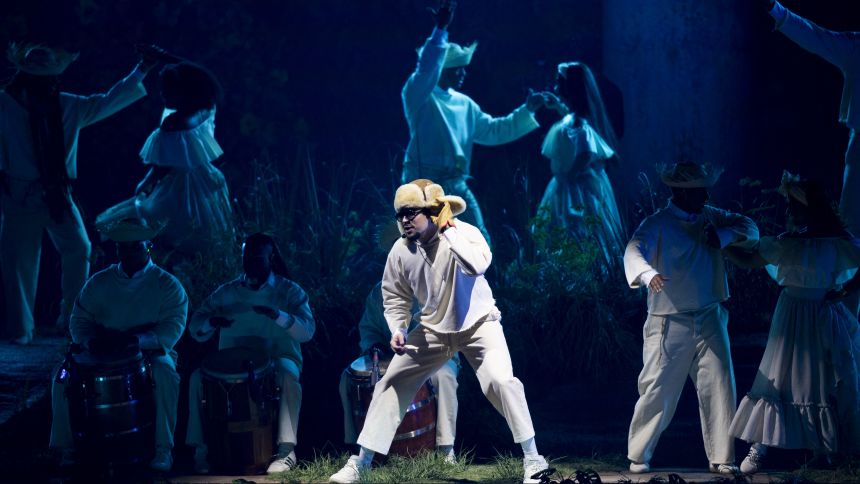Puerto Rican singer Bad Bunny performs onstage during the first show of his 30-date concert residency at the Coliseo de Puerto Rico in San Juan, Puerto Rico, on July 11, 2025. (Photo by Ricardo ARDUENGO / AFP) (Photo by RICARDO ARDUENGO/AFP via Getty Images)          