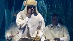 Puerto Rican singer Bad Bunny performs onstage during the first show of his 30-date concert residency at the Coliseo de Puerto Rico in San Juan, Puerto Rico, on July 11, 2025. (Photo by Ricardo ARDUENGO / AFP) (Photo by RICARDO ARDUENGO/AFP via Getty Images)