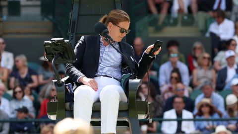 Chair umpire Louise Azemar-Engzell intervened when the electronic system made a blunder.