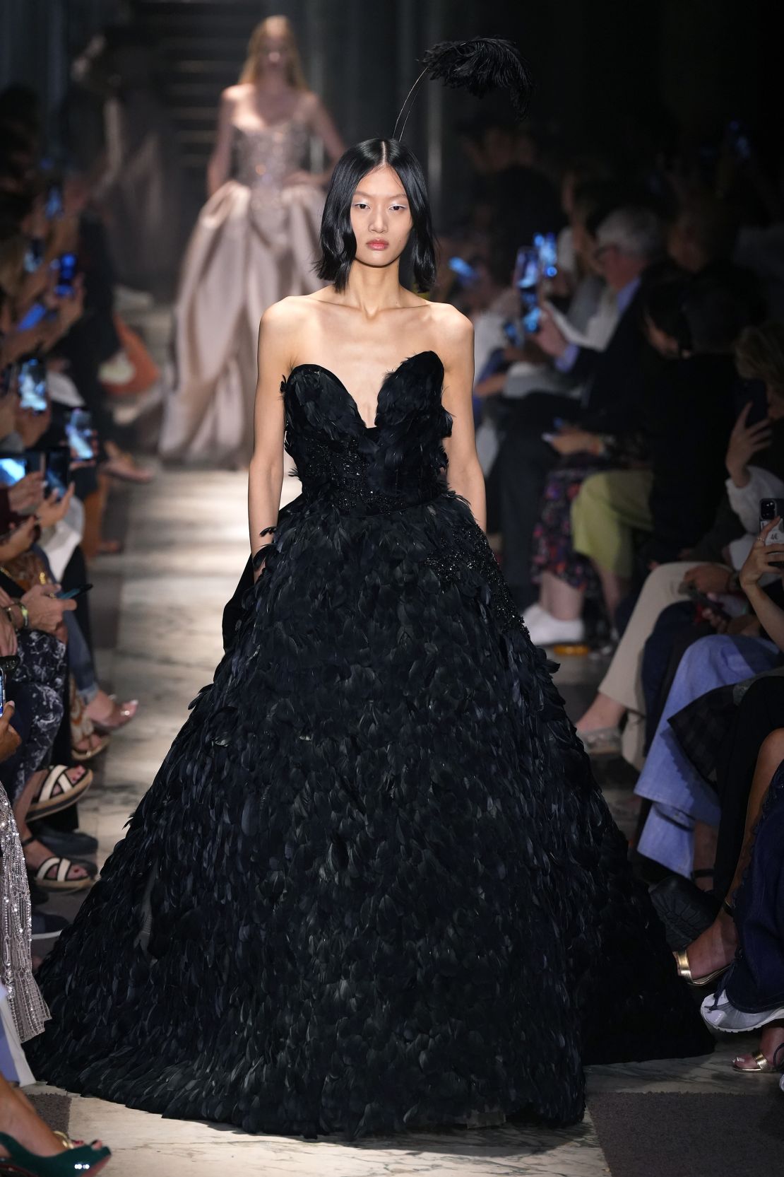 The timeless, elegant gowns by Elie Saab were reminiscent of royalty.