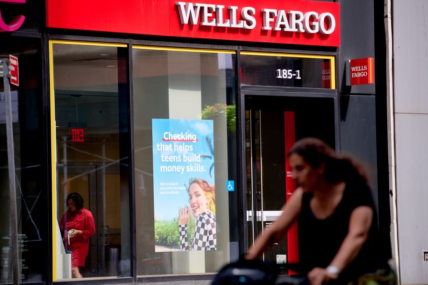 A Wells Fargo bank branch in New York, US, on Friday, July 11, 2025.