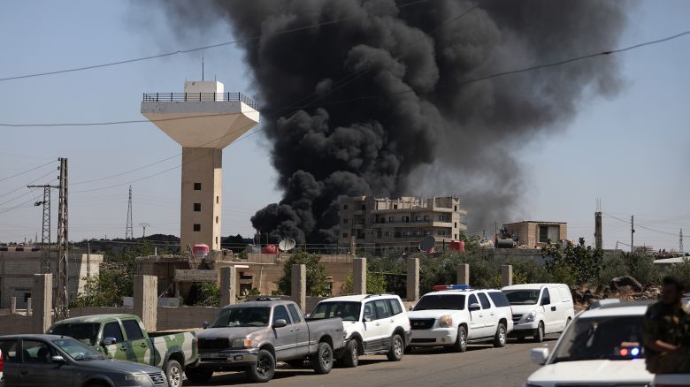 SWEIDA, SYRIA - JULY 15: Black smoke billows in the distance on July 15, 2025 near Sweida, Syria. The Syrian Ministry of Defence announced Monday that it has begun deploying military units to the southern province of Sweida (also spelled Suwayda or Suweida), following sectarian clashes between Druze fighters and Bedouin tribes that left at least 37 people dead and 100 injured as of July 14. The violence erupted after several kidnappings on both sides, including the abduction of a Druze merchant on Friday. (Photo by Stringer/Getty Images)