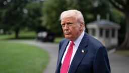 US President Donald Trump speaks to members of the media on the South Lawn of the White House before boarding Marine One in Washington, DC, US, on Tuesday, July 15, 2025.