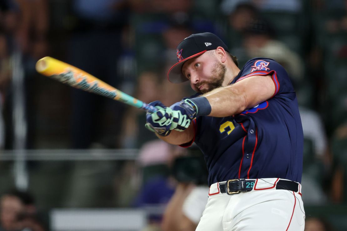 Cal Raleigh competes during the Home Run Derby at Truist Park in Atlanta.