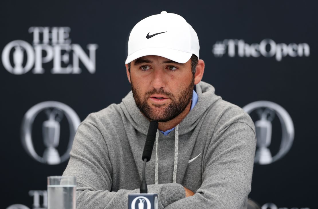 Scottie Scheffler speaking to the media prior to The 153rd Open Championship.