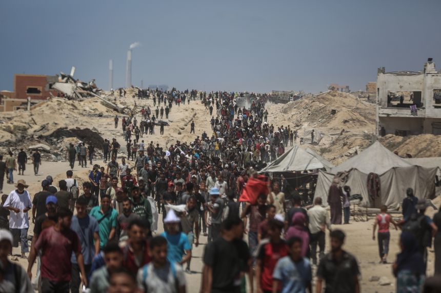 Injured Palestinians are transported to hospitals after Israeli forces open fired on civilians waiting for humanitarian aid in the Zikim area, on July 20, 2025.
