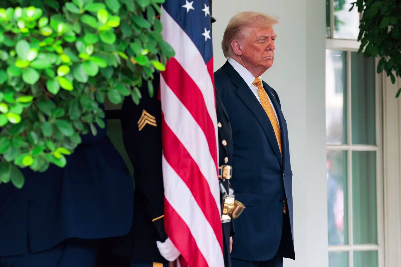 President Donald Trump, outside the West Wing of the White House on July 16.