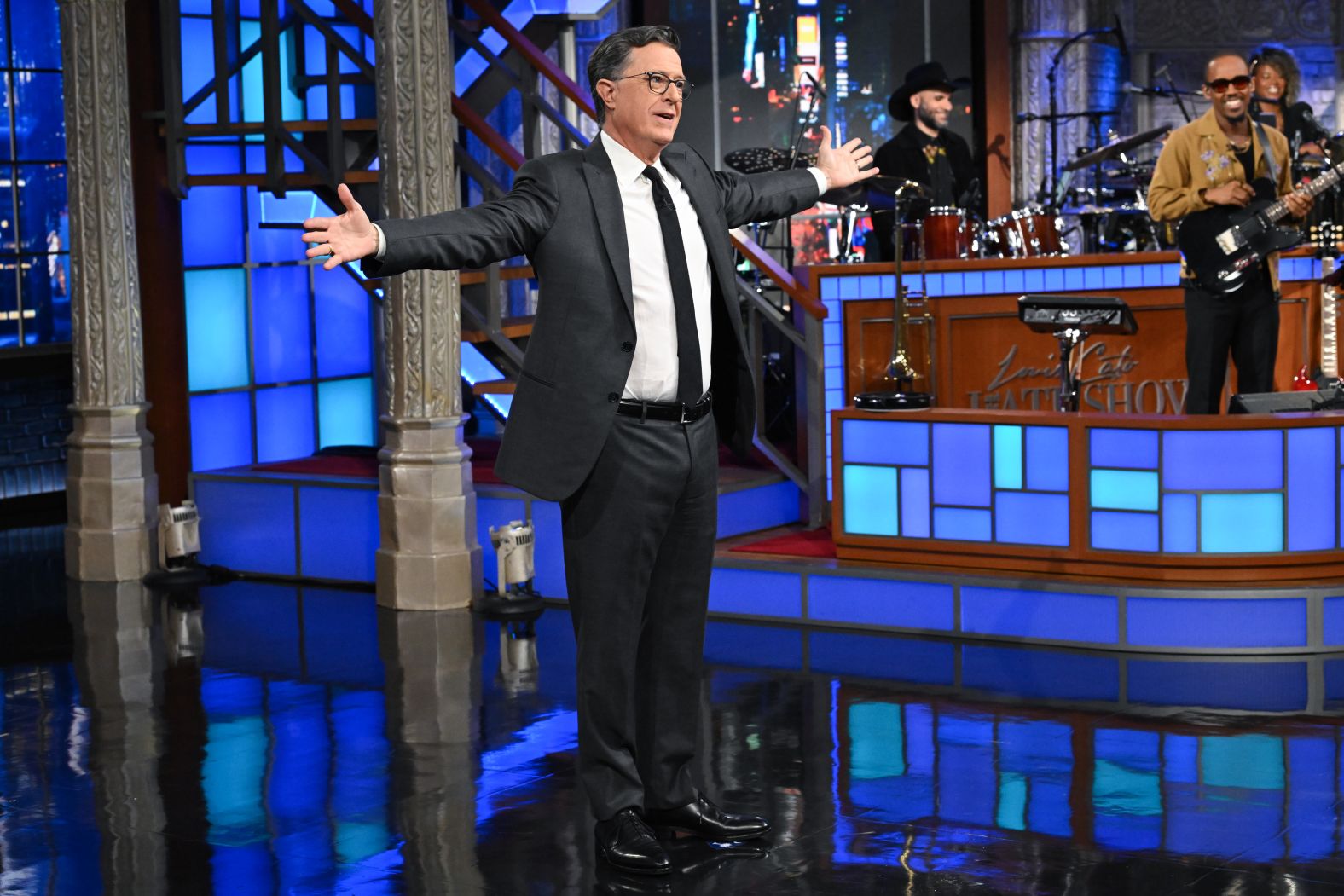 Late-night talk show host Stephen Colbert speaks to his audience on Monday, July 21. It was <a href="index.php?page=&url=https%3A%2F%2Fwww.cnn.com%2F2025%2F07%2F22%2Fmedia%2Fcolbert-fallon-stewart-sandler-comedians-late-show-cancel">his first night back on “The Late Show”</a> since the shocking news that CBS is canceling it. The network, citing financial pressures, said the cancellation will take effect in May 2026, the normal end of the broadcast TV season.